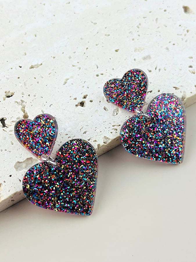 Women's Valentine's Day Glitter Small Love Design Versatile Fashion Earrings-POIULTD