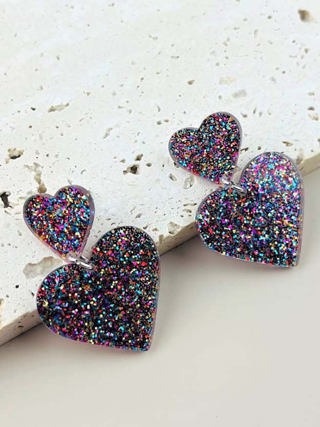 Women's Valentine's Day Glitter Small Love Design Versatile Fashion Earrings-POIULTD