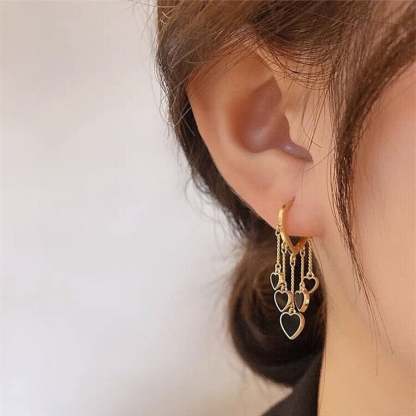 Black Long Tassel Earrings-POIULTD