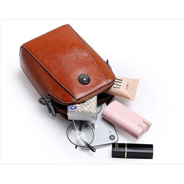 Women's soft leather mobile phone bag messenger bag-POIULTD