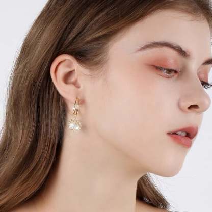 Fashion Four-leaf Clover Zircon Earrings-POIULTD