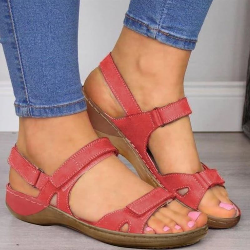 Thick Sole Sloping Heel Velcro Casual Women'S Sandals-POIULTD