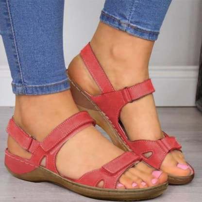 Thick Sole Sloping Heel Velcro Casual Women'S Sandals-POIULTD