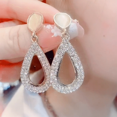 Water drop opal ear studs-POIULTD