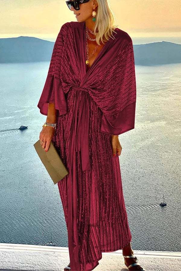Dreamy Evenings Retro Court Style Kimono Maxi Dress-POIULTD