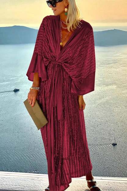 Dreamy Evenings Retro Court Style Kimono Maxi Dress-POIULTD