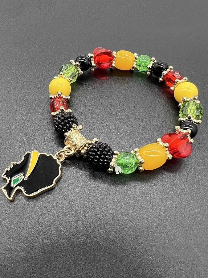 Unisex Black History Month Stretch Cord Bracelet-POIULTD