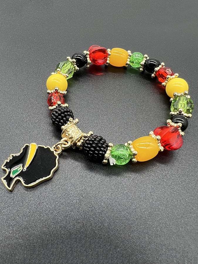 Unisex Black History Month Stretch Cord Bracelet-POIULTD