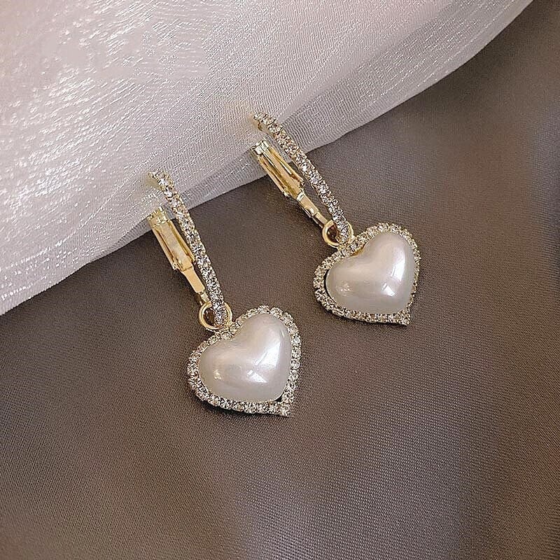 Love pearl earrings-POIULTD