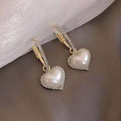 Love pearl earrings-POIULTD