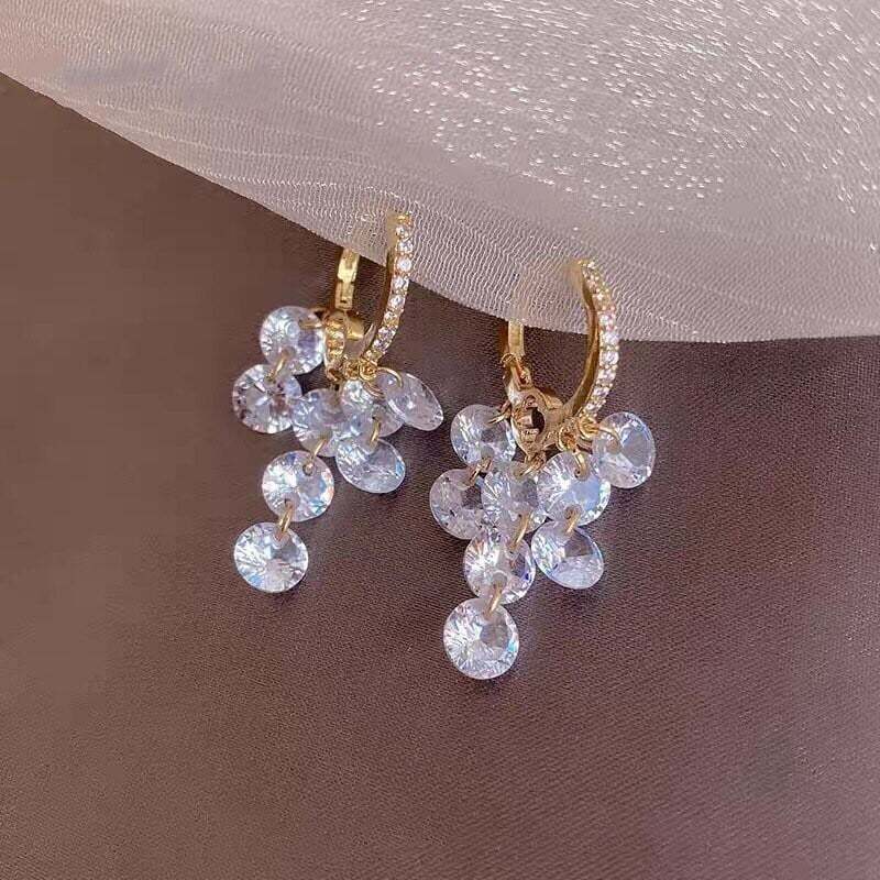 Crystal string earrings-POIULTD