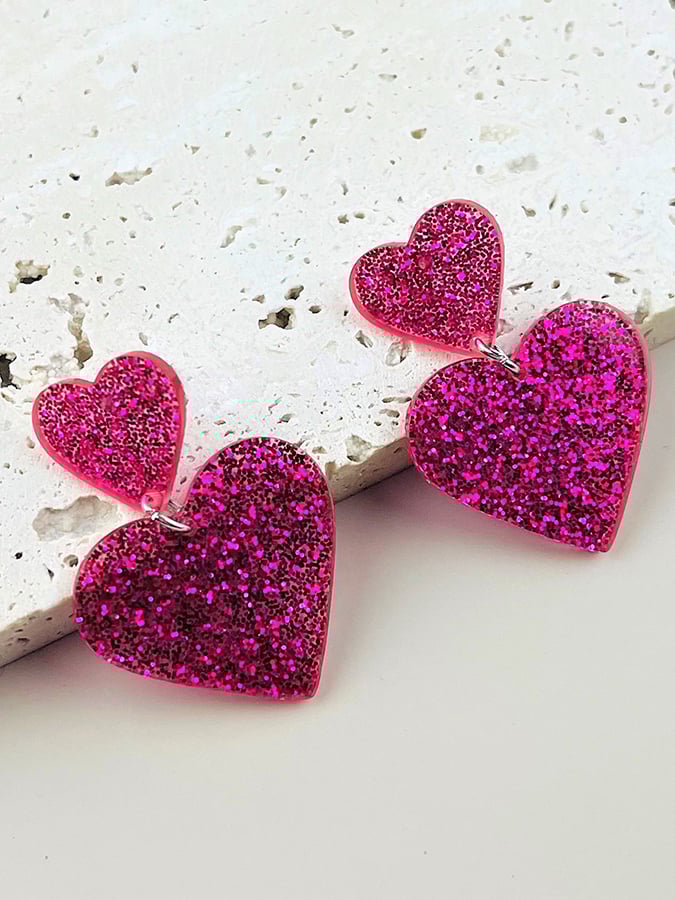 Women's Valentine's Day Glitter Small Love Design Versatile Fashion Earrings-POIULTD