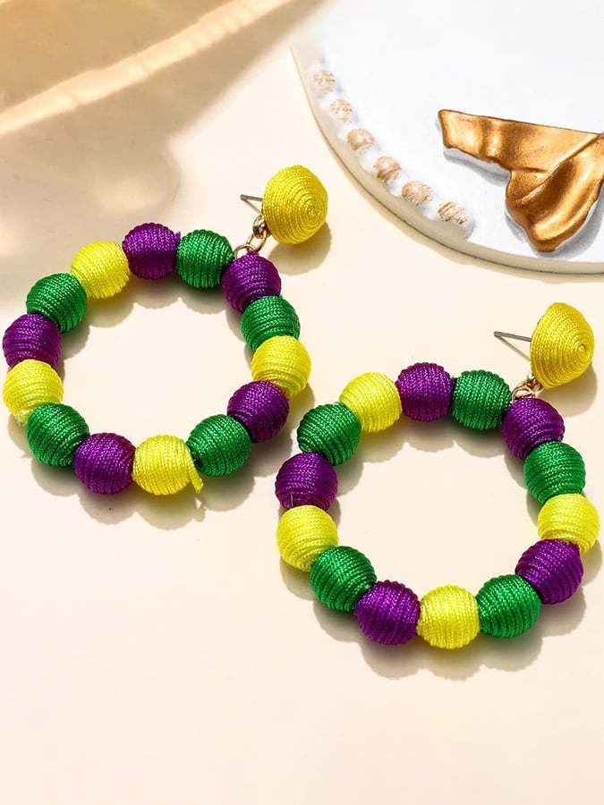Women's Carnival Rattan Ball Fashionable Versatile Temperament Light Luxury Earrings-POIULTD