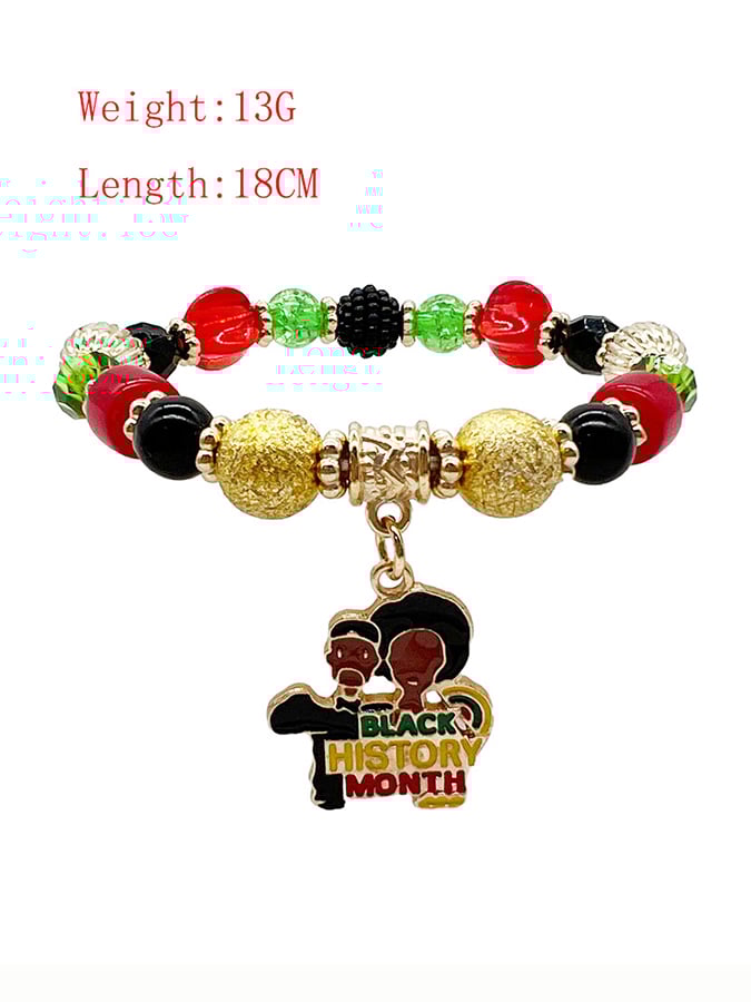Unisex Black History Month Stretch Cord Bracelet-POIULTD