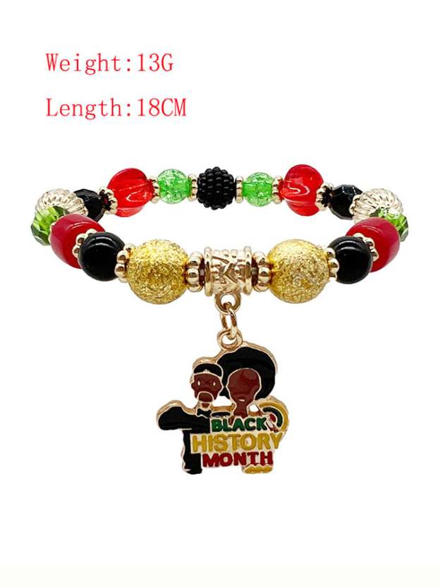 Unisex Black History Month Stretch Cord Bracelet-POIULTD