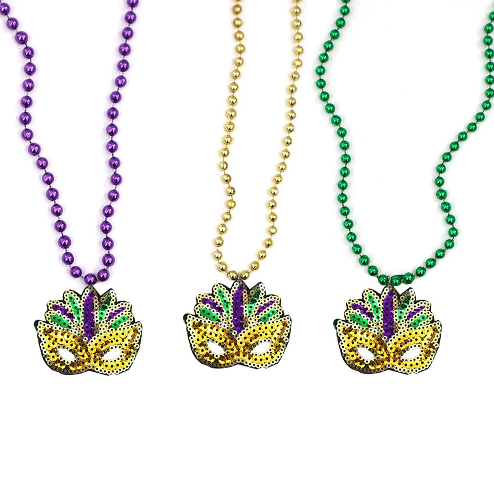 Unisex Mardi Gras Crawfish Mask Necklace ( Contains 3 )-POIULTD
