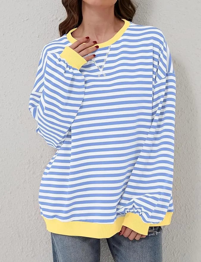 🎁Last Day Sale 49% OFF🏆️2024 Womens Stripes Color Block Sweatshirts-POIULTD