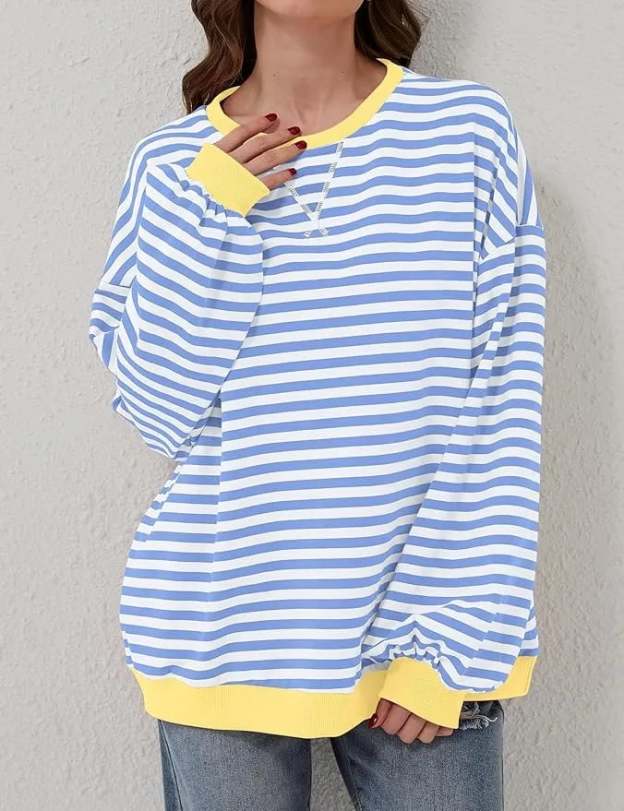 🎁Last Day Sale 49% OFF🏆️2024 Womens Stripes Color Block Sweatshirts-POIULTD