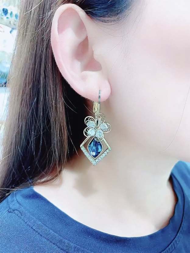 (🌸New Spring) Blue Crystal Petal Earrings-POIULTD