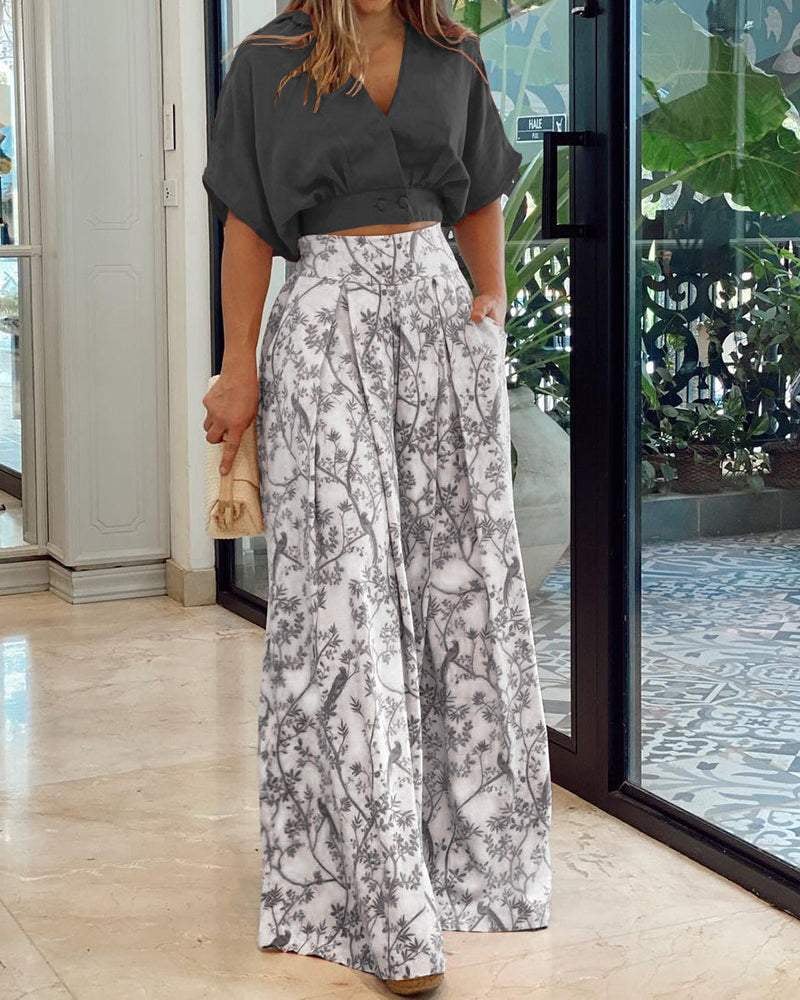 👗👗LAPEL TOP&PANTS TWO PIECE SET-POIULTD