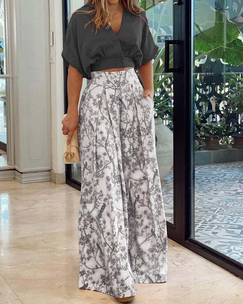 👗👗LAPEL TOP&PANTS TWO PIECE SET-POIULTD