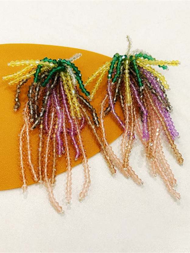 Mardi Gras Colorful Tassel Earrings-POIULTD