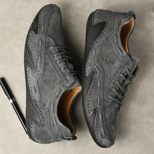 Men's Handmade Leather Shoes Soft Casual Sports Shoes-POIULTD