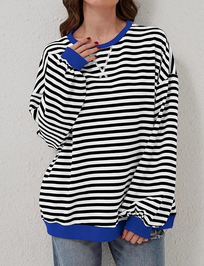 🎁Last Day Sale 49% OFF🏆️2024 Womens Stripes Color Block Sweatshirts-POIULTD