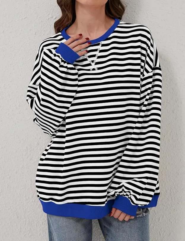 🎁Last Day Sale 49% OFF🏆️2024 Womens Stripes Color Block Sweatshirts-POIULTD