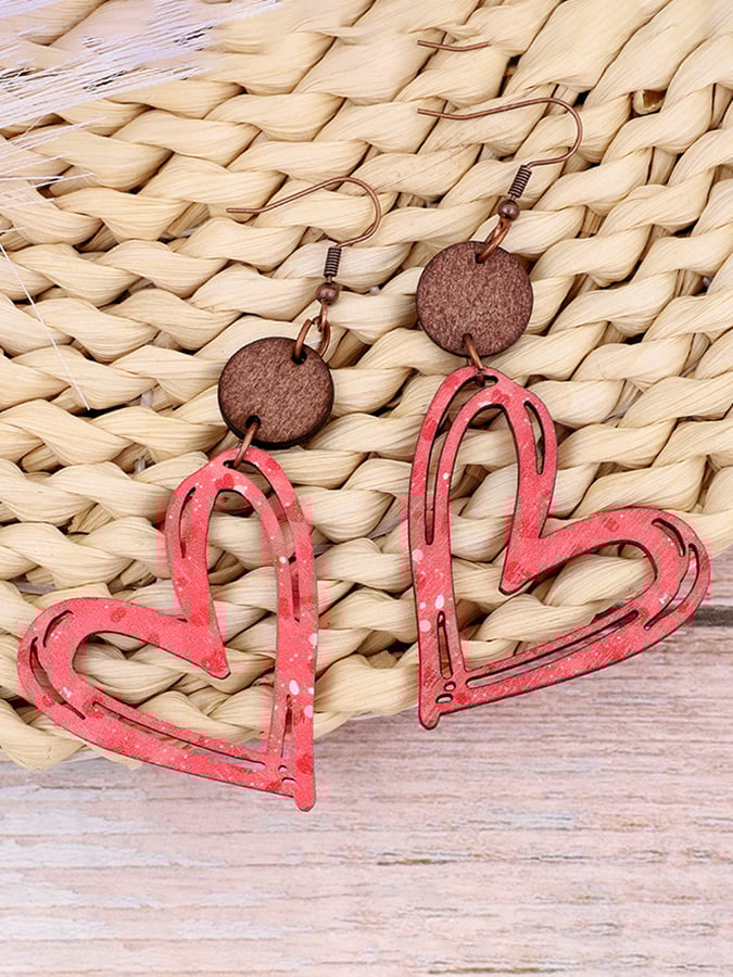 Women's Valentine's Day Hollow Heart Design Versatile Fashionable Earrings-POIULTD