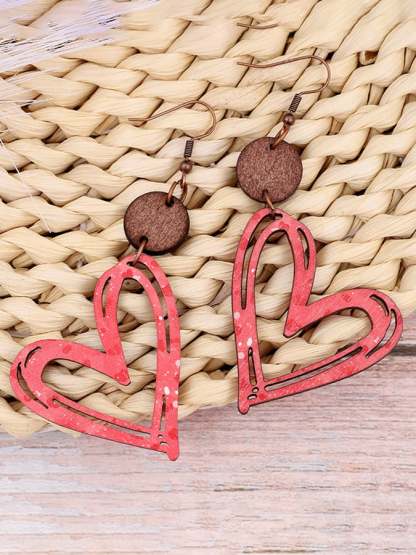 Women's Valentine's Day Hollow Heart Design Versatile Fashionable Earrings-POIULTD