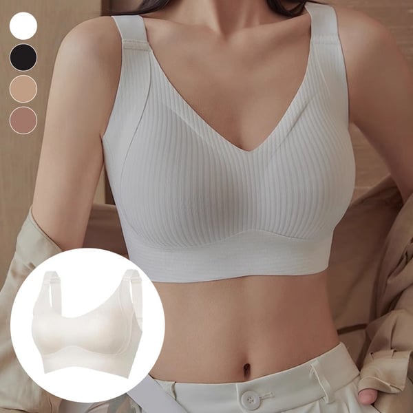 🎉Last Day -🏆️Women's Ribbed Push Up Adjustable Wireless Bra-POIULTD