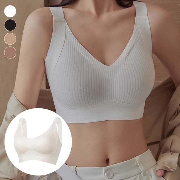 🎉Last Day -🏆️Women's Ribbed Push Up Adjustable Wireless Bra-POIULTD