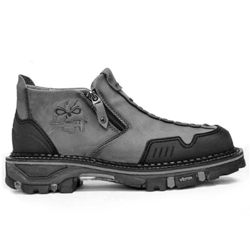 Men’s Cool Design Stitching Chunky Sole Ankle-Length Boots-POIULTD
