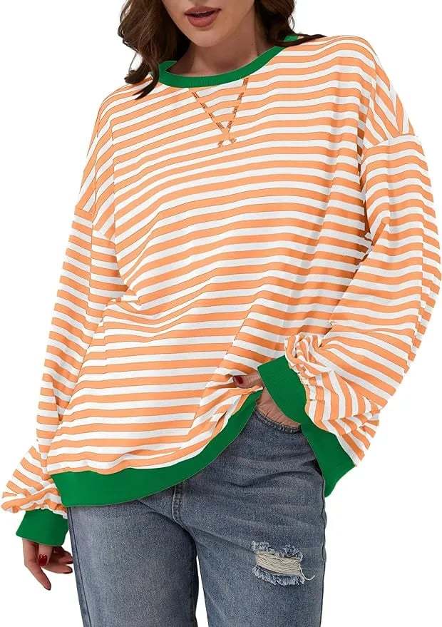 🎁Last Day Sale 49% OFF🏆️2024 Womens Stripes Color Block Sweatshirts-POIULTD