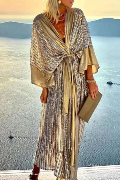 Dreamy Evenings Retro Court Style Kimono Maxi Dress-POIULTD