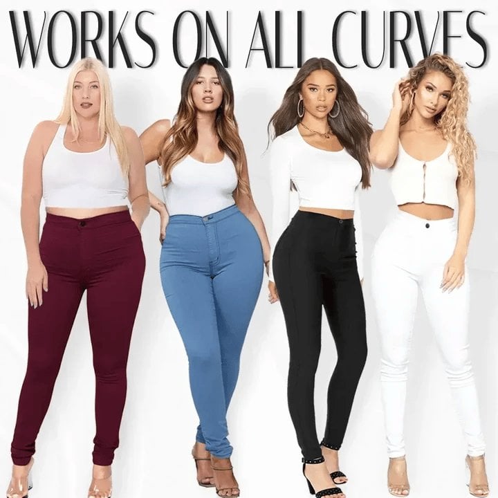 Luxe Stretch Butt Lift High Waist Tummy Slimming Plus-Size Denim Jeans Leggings-POIULTD