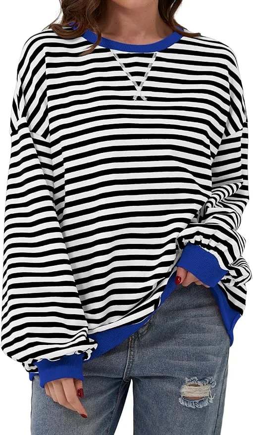 🎁Last Day Sale 49% OFF🏆️2024 Womens Stripes Color Block Sweatshirts-POIULTD