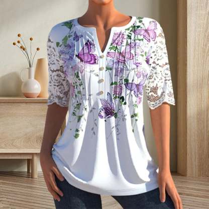 Elegant Blouse With Print-POIULTD