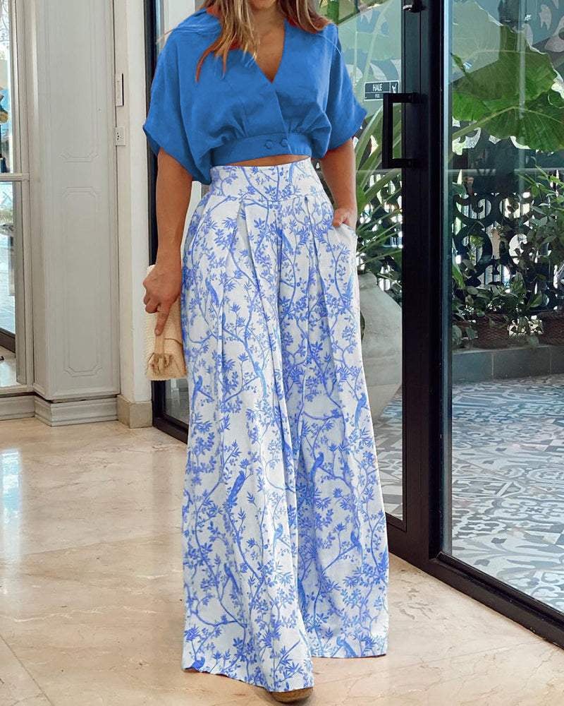 👗👗LAPEL TOP&PANTS TWO PIECE SET-POIULTD