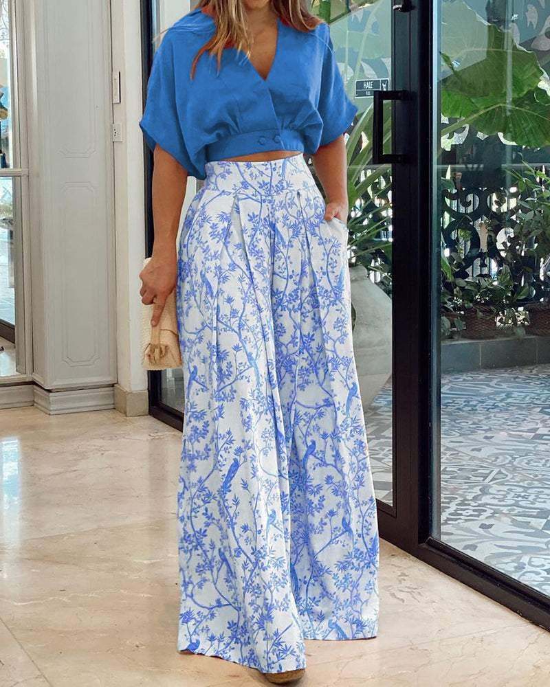 👗👗LAPEL TOP&PANTS TWO PIECE SET-POIULTD