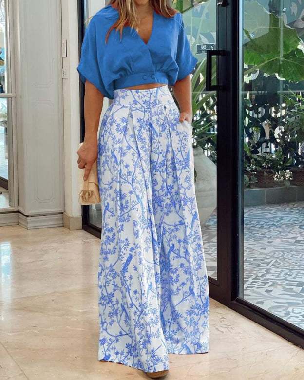 👗👗LAPEL TOP&PANTS TWO PIECE SET-POIULTD