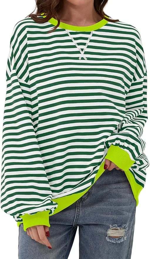 🎁Last Day Sale 49% OFF🏆️2024 Womens Stripes Color Block Sweatshirts-POIULTD