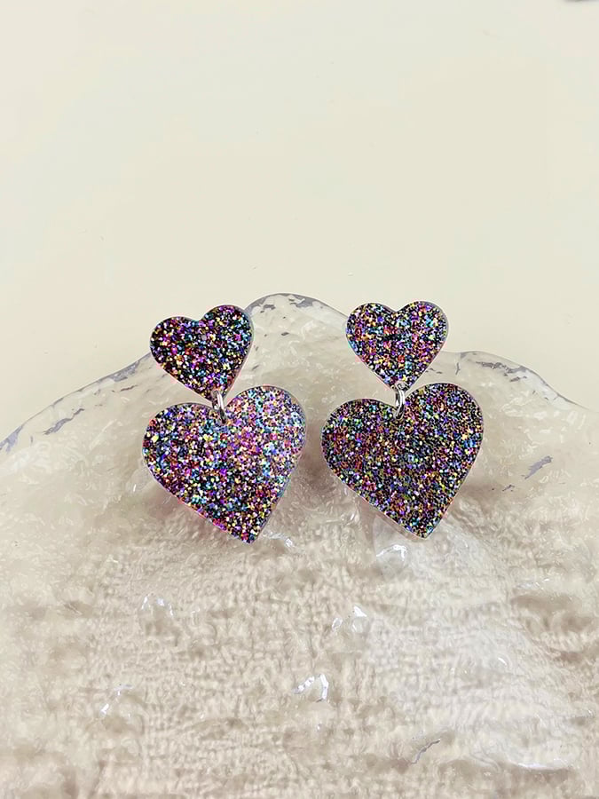 Women's Valentine's Day Glitter Small Love Design Versatile Fashion Earrings-POIULTD