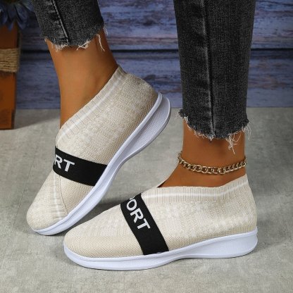 Casual Letter Printed Weave Women's Sneakers-POIULTD