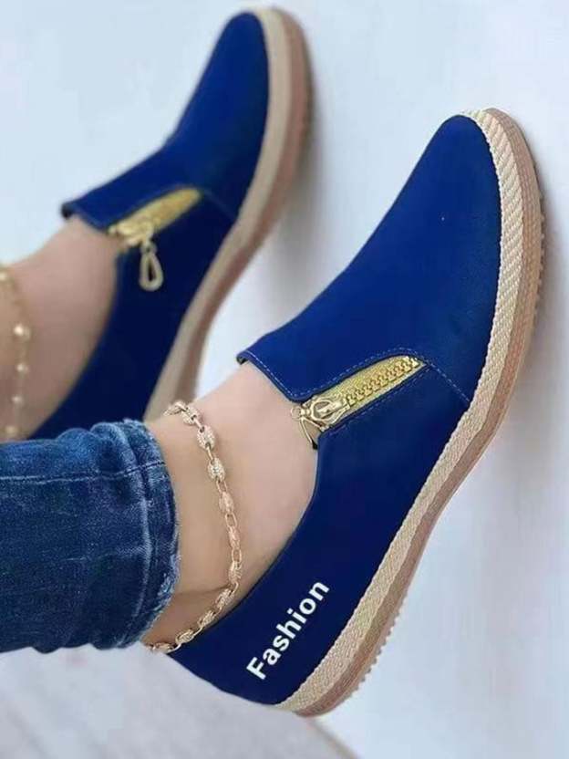 Women's zipper flat casual shoes-POIULTD