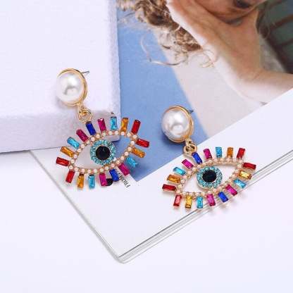 Devil's Eye Pearl Earrings-POIULTD