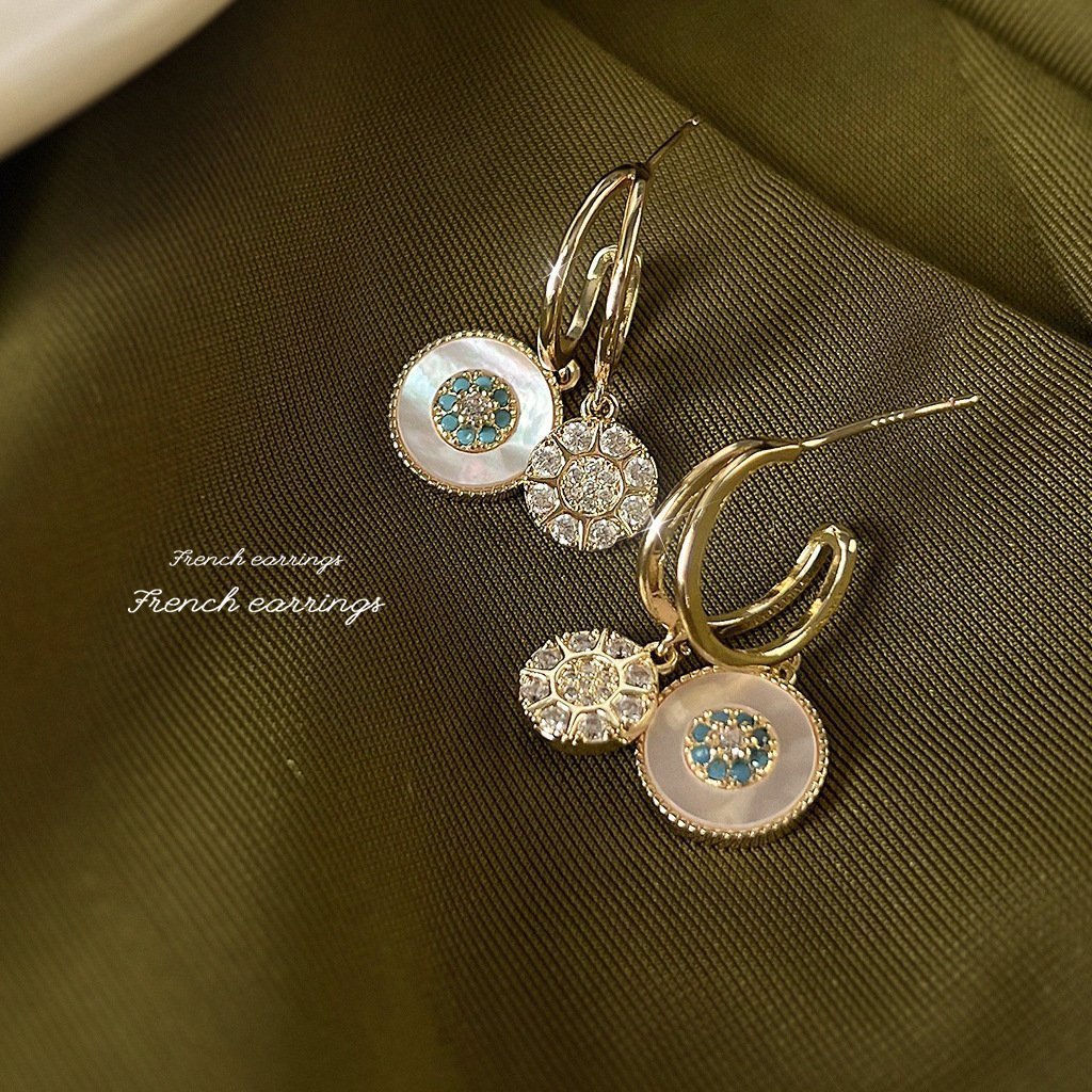 Last Day 50% Off-Natural shell zircon earrings-POIULTD