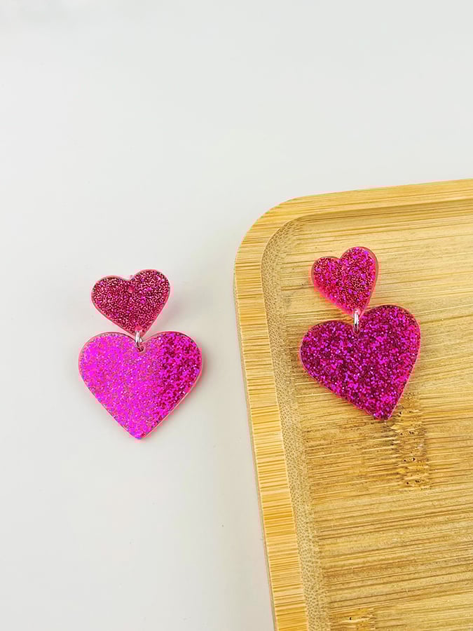 Women's Valentine's Day Glitter Small Love Design Versatile Fashion Earrings-POIULTD