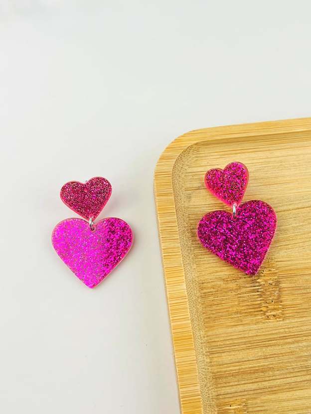 Women's Valentine's Day Glitter Small Love Design Versatile Fashion Earrings-POIULTD